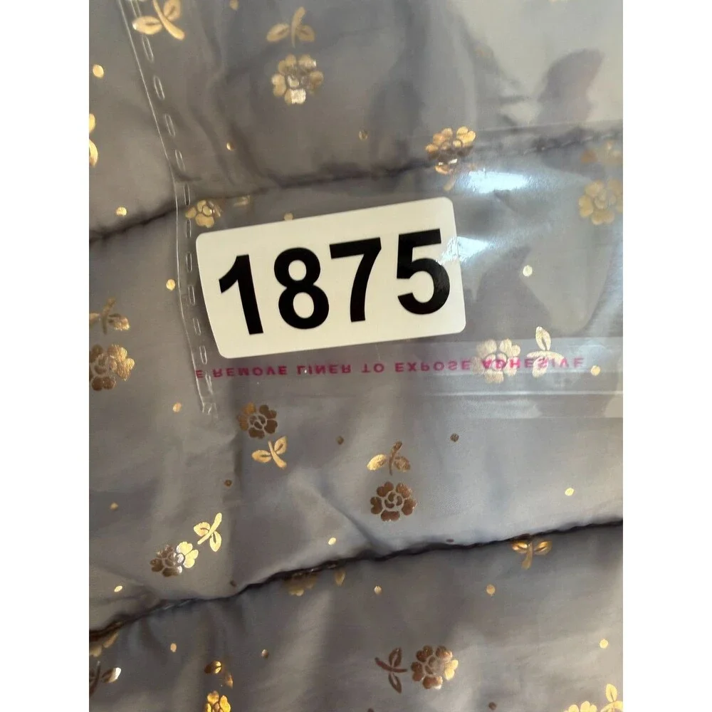 GAP Kids Girls Puffer Jacket Hooded Gray Gold Floral Quilted XL 12 13